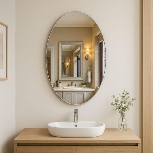 Modern Oval Bathroom Peel and Sticky Mirror 4060cm