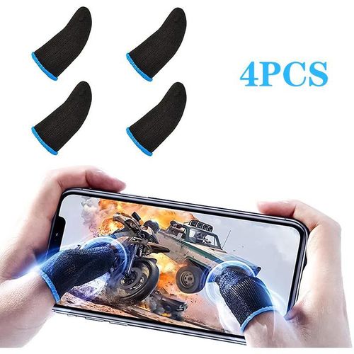 4 pcs Carbon Fingers Sleeve Anti Sweat Gamer Finger Covers for All Touchscreen (2 Pair)