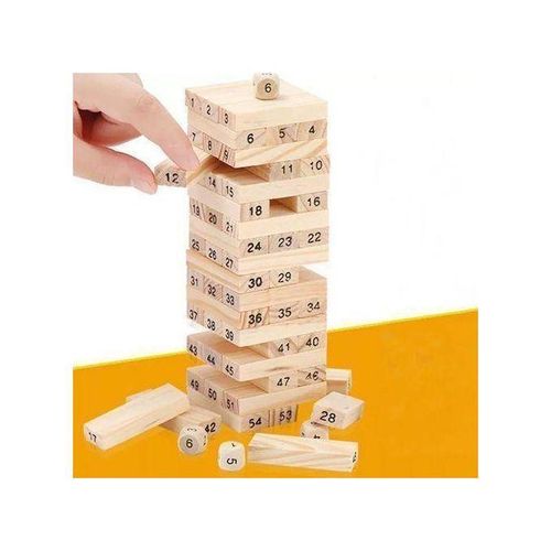 48pcs or 54pcs Classic Wooden Jenga Blocks / Stacking Tower Game with Dice - Jenga Game Wooden Blocks - Brown