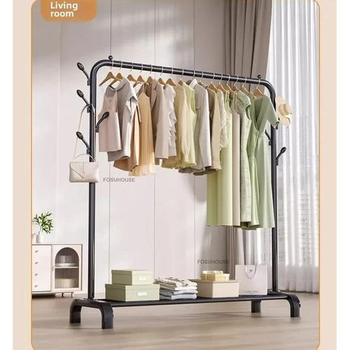 Single Rail Garment Rack with Side Hooks