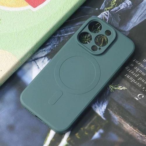 Magnetic Silicone Case for iPhone 14, Dark Green