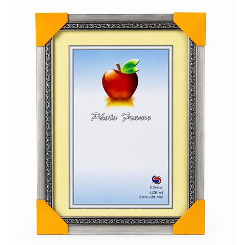 Elegant A4 Wooden Photo Frame - Silver Metallic & Decorative Wall/Table Frame