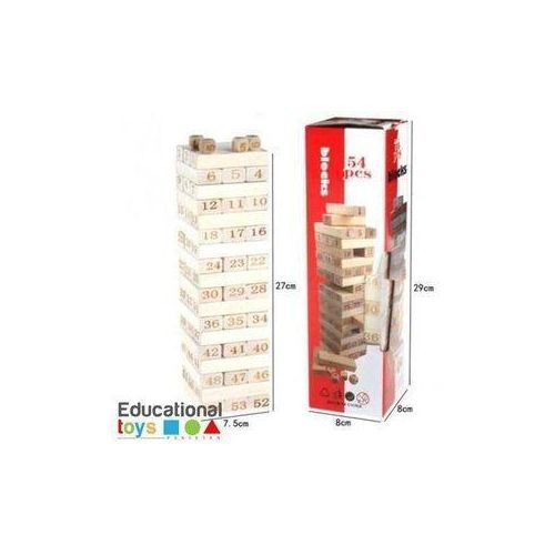 54pcs Wooden Jenga Block Game For Adults And Kids