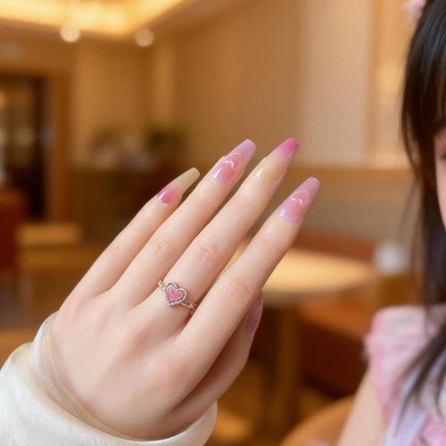 Candy-colored gradient dopamine false nails