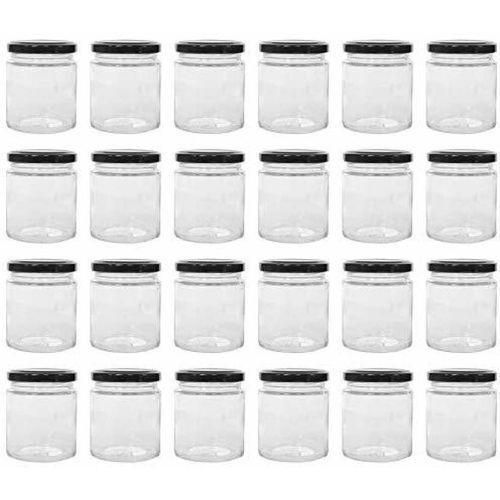 Glass Spices Jars With Airtight Black Lids (330Ml