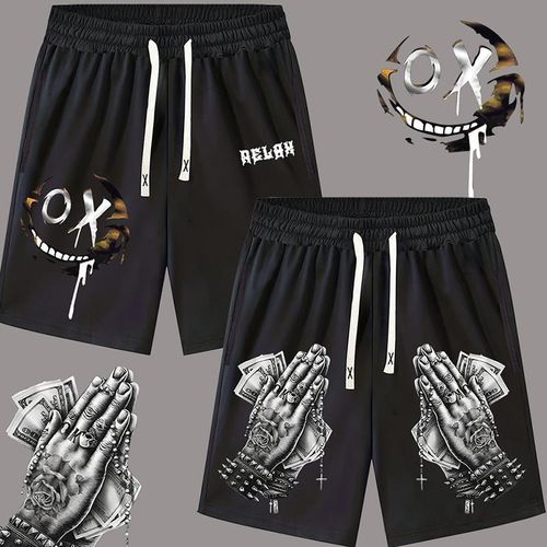 Unisex Athletic Shorts, Navy & Black.1703 Elastic waist for comfort, striped sides for style. Durable, breathable fabric, perfect for sports like jogging and daily wear. Long - lasting, easy to m