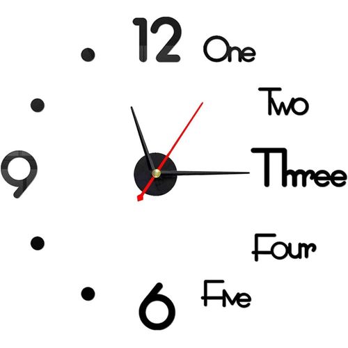 10-20 Inch DIY Wall Clock 3D Frameless Silent Non Ticking Black Round Battery Operated Modern Wall Clocks for Living Room Bedroom Office Home and Kitchen