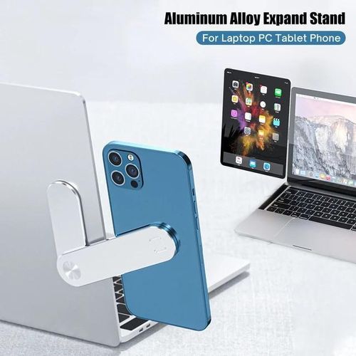 2 in 1 Magnetic Laptop Side Mount Screen Support Holder with Adjustable Phone and Tablet Bracket for Dual Display Workspace Setup