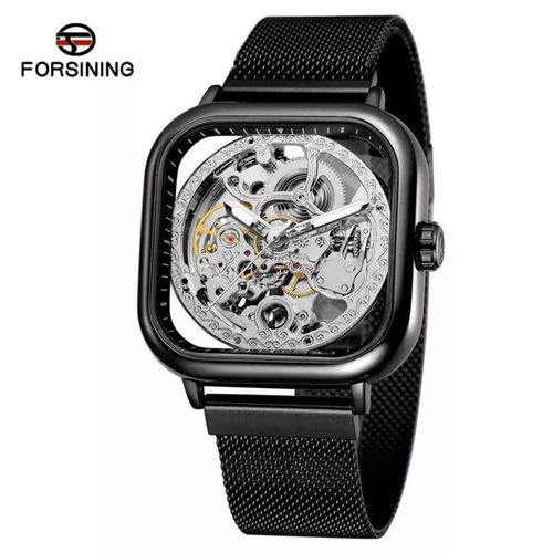 Men’s Automatic Skeleton – Elegant Mesh Strap Timepiece
