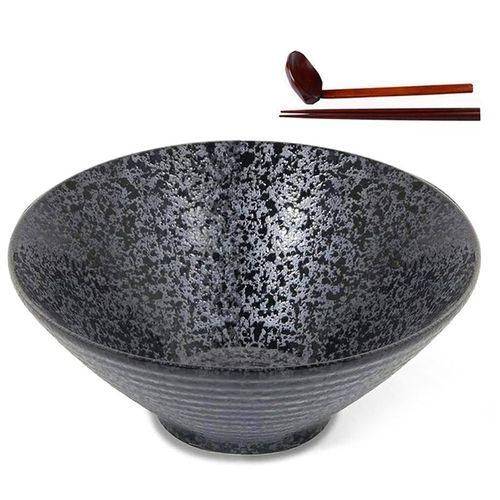 Ceramic Ramen Soup Bowl with Spoon and Chopsticks for