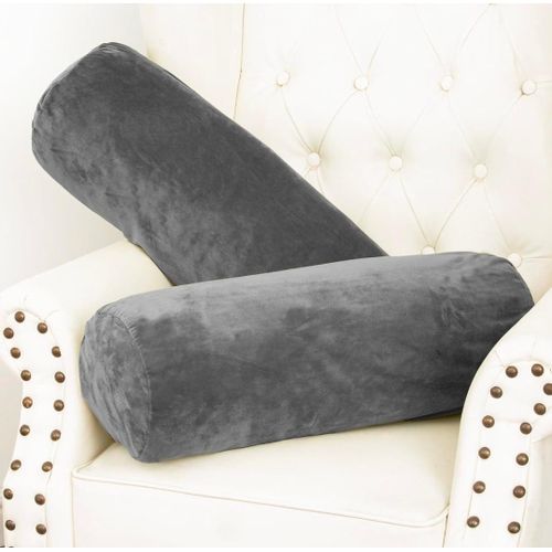 Memory Foam Body Pillow Set of 2 – Long Cylinder Bolster Pillow for Sleeping, Bed & Couch – Light Grey, 24 x 7.87 Inches