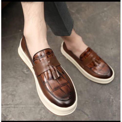 Leather oxford tassel slip on Men casual shoes size 46