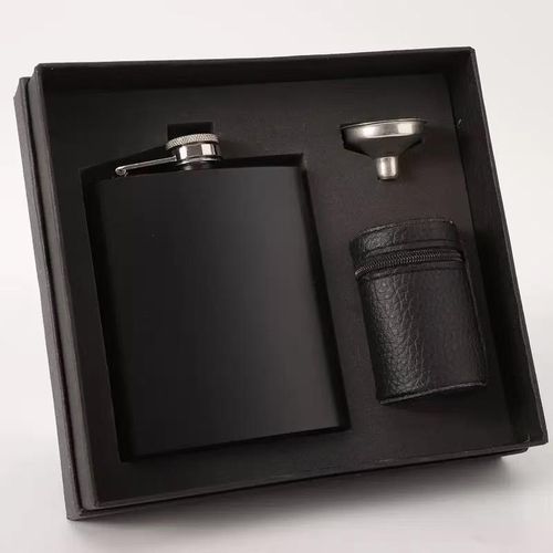 Whiskey Flask Gift Set with 4 Stainless Steel Tumblers – Portable Drinkware Set