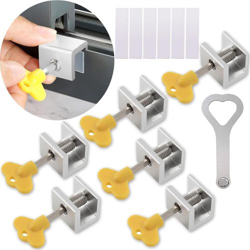 Window Locks, 6 Sets Adjustable Window Door Safety Lock with Key
