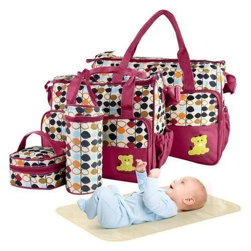 5 Pcs Multifunctional Set Baby Changing Diaper Nappy Bag Maternity Mummy Handbag Portable Nappy Basket Storage Organiser Maternity Baby Bag For Boys And Girls