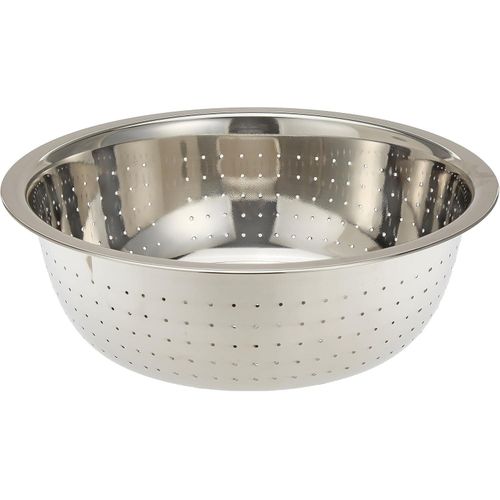 32cm Premium Stainless Steel Vegetable Washing Sieve Small Hole Sieve Basin Quick Draining Basket Food-Grade Multi-Purpose Colander for Rice Fruits and Grains