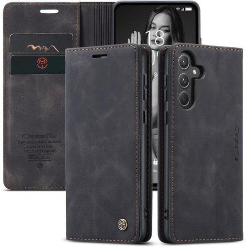 Premium CaseMe Wallet Flip Leather Case for Samsung A34 – Soft PU Leather, Magnetic Stand, Card Slots & ID Holder, Full Protection Cover