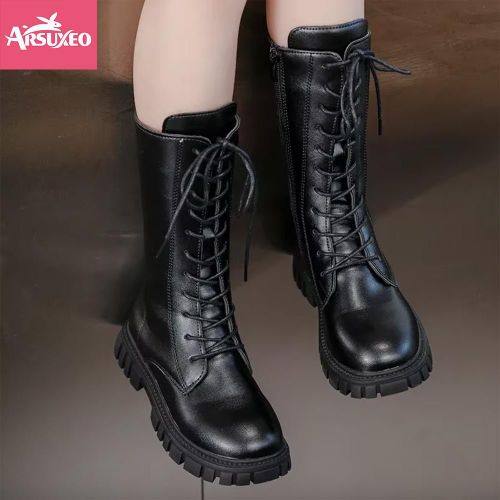 4-16 Years Kids Girls Boots Casual Children Mid Boots Zip Shoes Autumn Winter