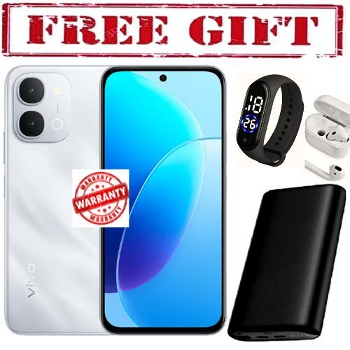 Y31d,6.75 inches 8GB RAM+256GB ROM'Qualcomm Snapdragon 6s Gen 2 (DUAL SIM),50 MP,(wide) PDAF,12 MONTHS WARRANTY,Battery 7200 mAh COMES WITH FREE STRAP WATCH , POWERBANK AND AIRPODS FOR YOU white