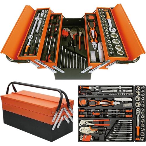 85pcs Tools Set Cantilever Metal Tool Box Set 5 Tier 85pcs Socket Set 1/4" & 1/2" Spanner Tool Set