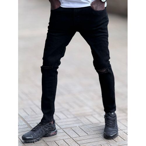 Black one cut slim fit denim jeans