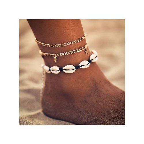 Boho Ocean Beach Adjustable String Macrame Mussel Sea Shell Cowrie Ankle