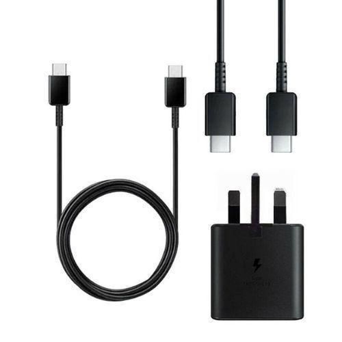 25W Fast Charge USB Type C USB-C Power Adapter With 1M Type-C to C Cable - Black