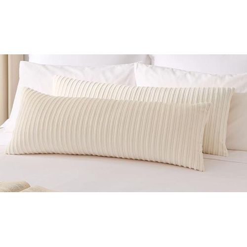 2pcs Fibre filled Corduroy Lumbar pillows-Cream