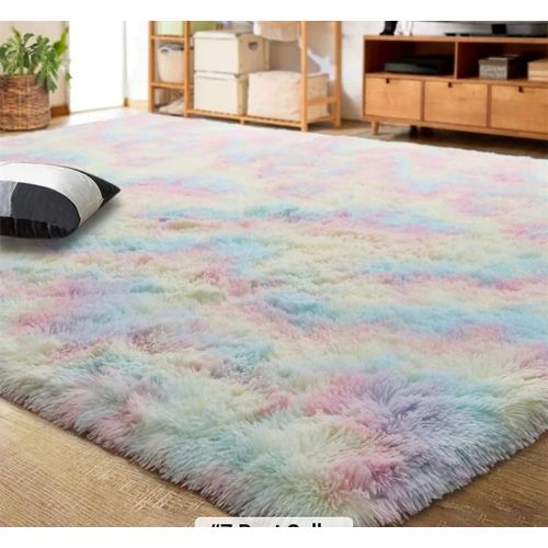 Soft Fluffy Rainbow Carpets Non-slip Rugs Floor Mat -- 160*200cm