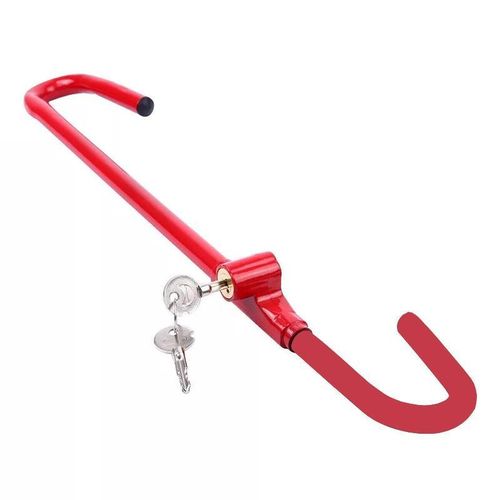 UNIVERSAL & ADJUSTABLE Easy Operation Anti Theft Lock for All Vehicle Types Universal All Vehicles Anti-Theft Security Car Steering Wheel Lock Brake Clutch Lock Retractable Locking Hook Device with 3 Keys