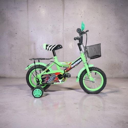 Cartoon Bike 2-4 years Boys and Girls Colorful Design Green Size 12 Inch 2-4 years Old 85–100 cm Children Kids Bike Bicycle with Stabilizer & Front Basket