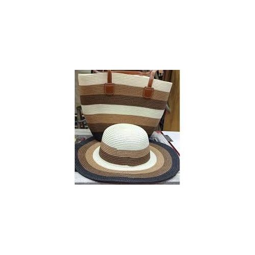 Striped Straw Tote & Hat Set – Beach Chic Edition