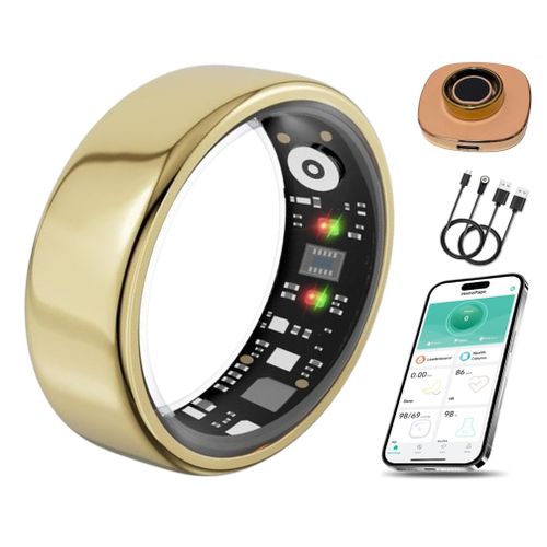 Ultra Light Smart Health Ring, Invisible Wear, 24H Heart Rate Sleep Sports Activity Tracker For Men Women(Multi Size US8-US11) Gold