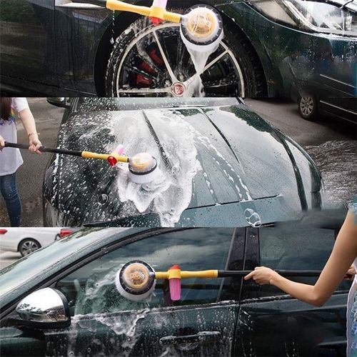 Precision Movement Detachable Design Water Pressure Auto Spinning Car Wash Soft Microfiber Mop Brush with Auto Soap Dispenser