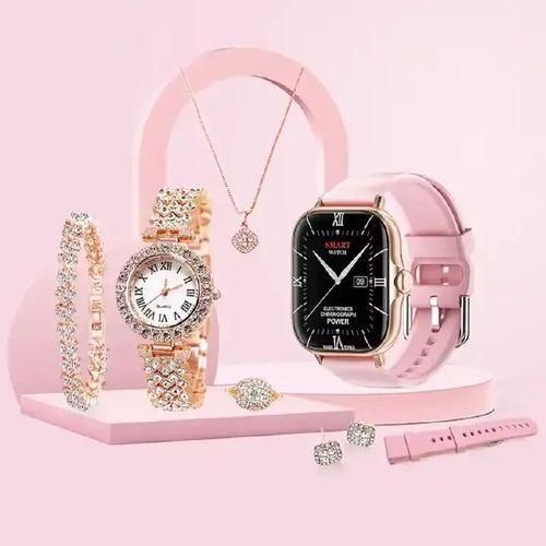 NEW Arrival A58 A58 Plus Smartwatch Gift Set A Stylish And Affordable Combo Package Plus Smart Watch Suit 8 In1Smart Watch Set for Women Fitness Tracker Ladies ChristmasBirthday Gift Box