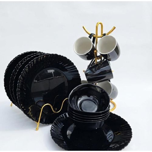 18PCS Premium All Black Ceramic Dinner Set