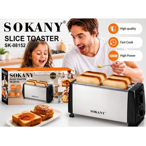 4 Slice Toaster with 1300W High Power Stainless Steel Wide Slot Bread Toaster with Fast Cook Technology