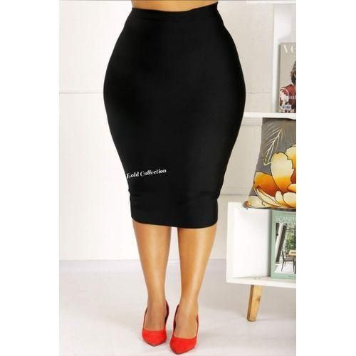 Sexy Black Cotton Ribbed Bodycon Skirt(36-42inches)