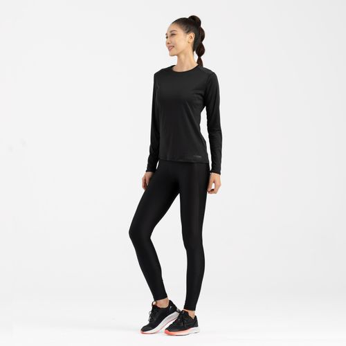 Womens long-sleeved running T-shirt Sun Protect - black