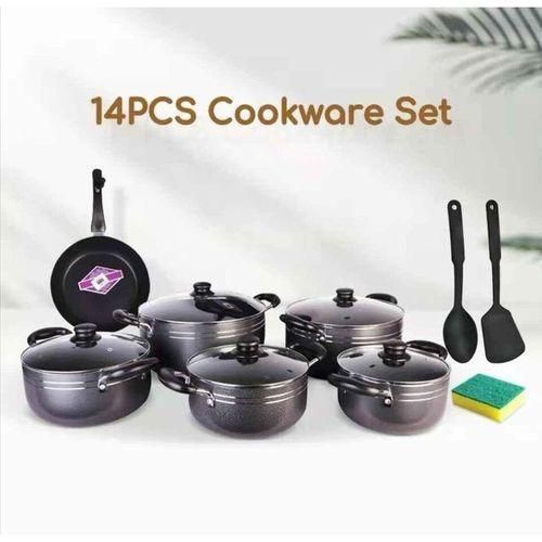 Non Stick Cooking Pots 14 Pieces Black And Silver