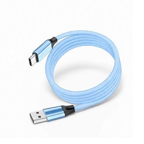 Magnetic Fast Charging Cable Type-C, Self-Winding Anti-Tangle Braided Cord for Samsung, iPhone 15/16, Huawei