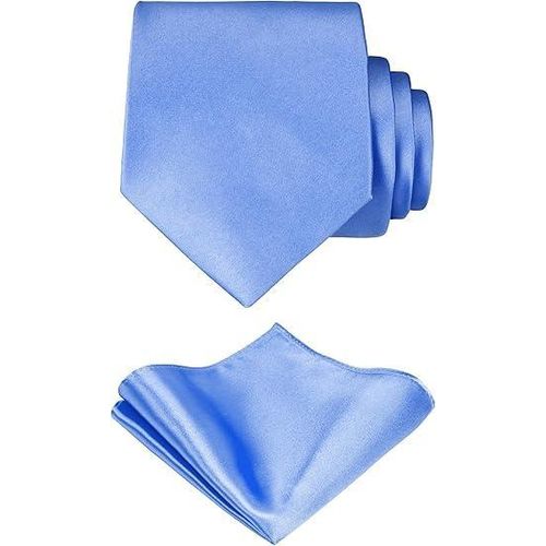 Plain Satin Tie Pocket square-Sky blue