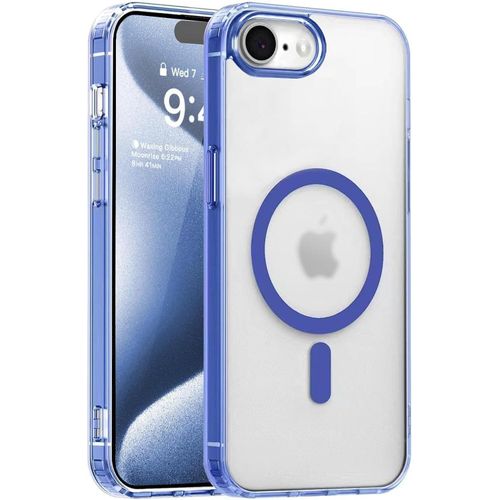 Electroplated Clear MagSafe Case with Camera Lens Protector for iPhone 8 Plus - Blue