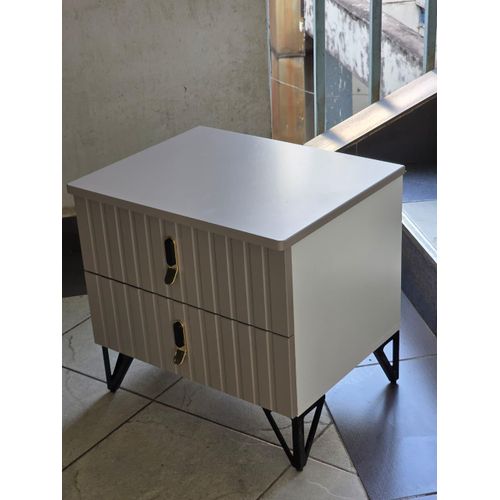 Nordic Minimalist Bedside Table Modern 2-Drawer Nightstand with Metal Legs