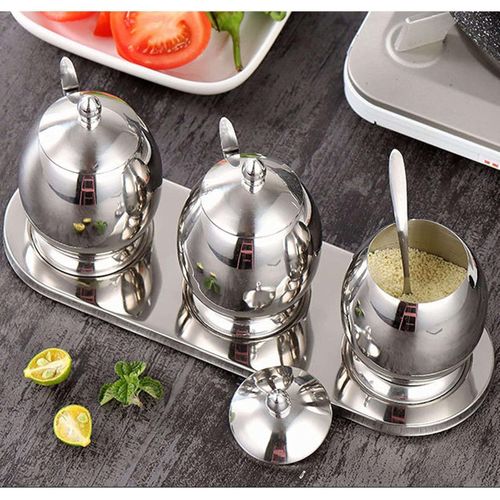 Stainless Steel Egg-Shaped Spice Jar Set