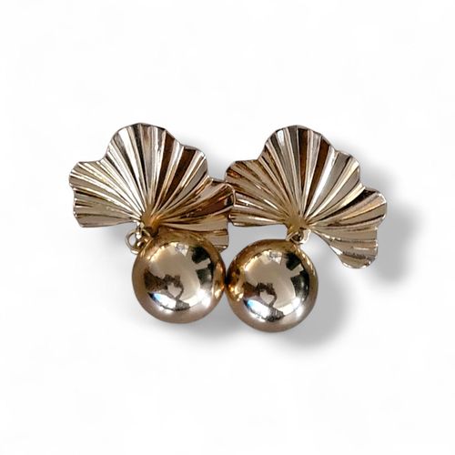 Women's Sunburst Fan Earrings - Luxury Gold Globe Geometric Drops