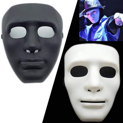 2 pcs Black and white Hip hop mask, Hacker full face mask, masquerade dancer for men and women, Halloween mask,role play party mask, stone man mask