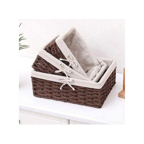 3 pcs Handmade Rattan storage baskets