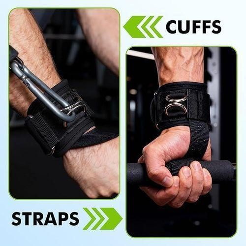 2 in 1 Weight Lifting Straps Gym Wrist Support Band with Comfort Wrist Pad used for Deadlifts BarbellDumbbells Hand Grips CrossFit Training Secure Double D-Rings for Cable Machine Workout Gym Wrist StrapsGym Gloves