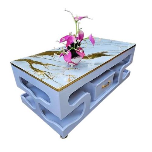 Executive White Coffee Table with Marble Topping